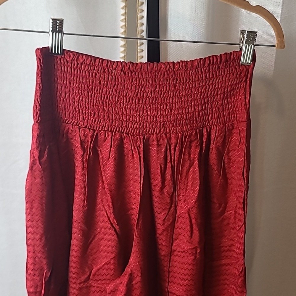 BOG Band of the Free Size Small Boho High Waist Wide Leg Pants Red Pull On NWT - Picture 5 of 6